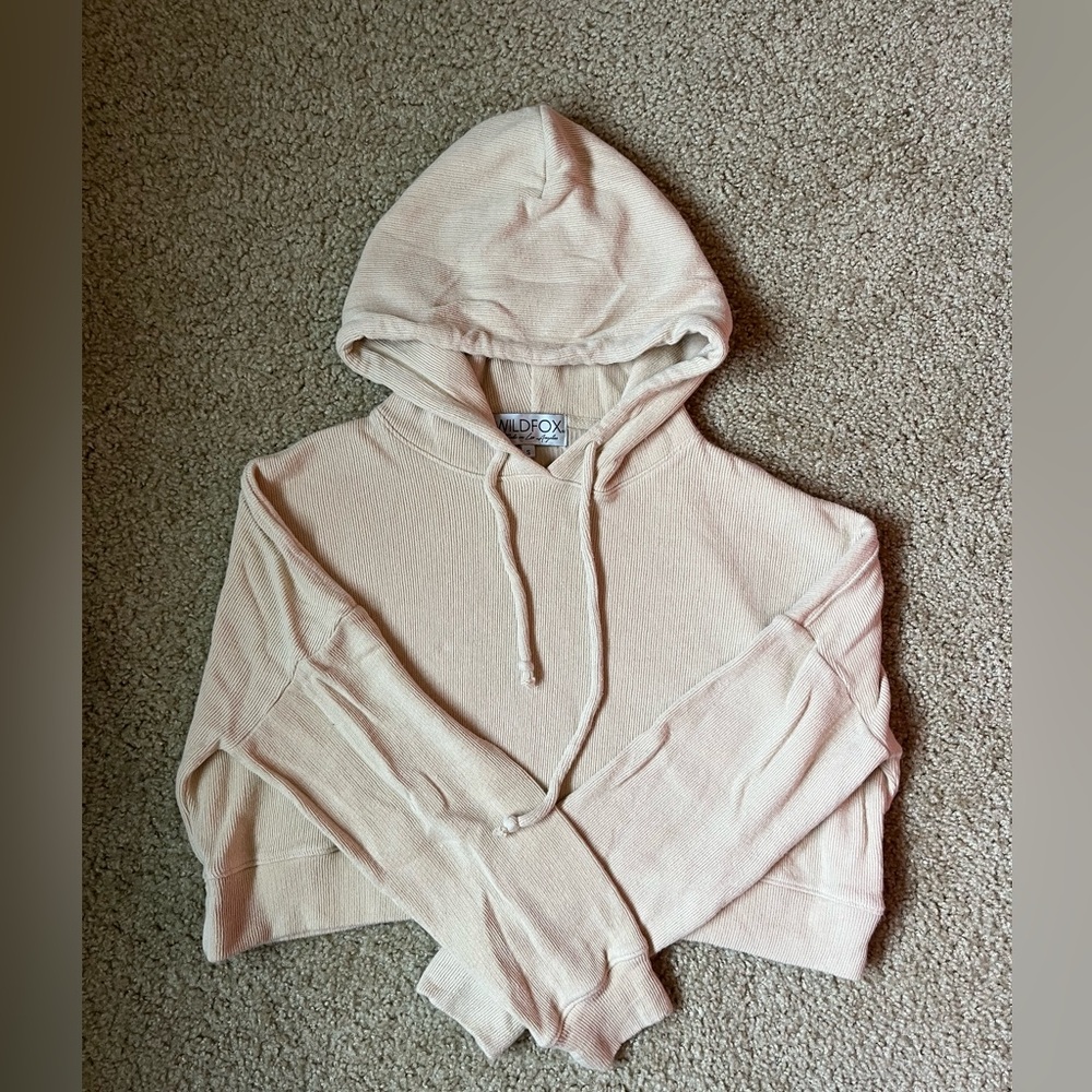 Like new - Wildfox - Cropped Hoodie Sweatshirt - cream beige